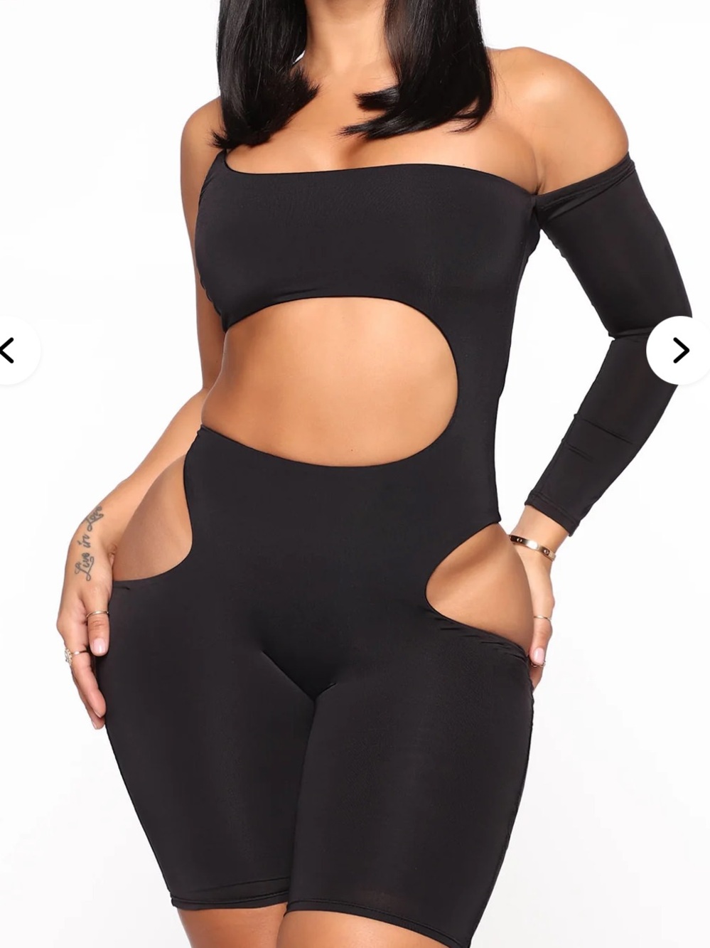 Fashion Nova Black Cutout Off-Shoulder Romper
